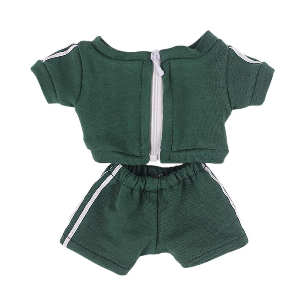 niannyyhouse 10cm 15cm Plush Doll Clothes Solid Color Coat Pants Sportswear Outfit Dolls Accessories Dress Up (Green-15cm)