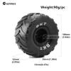 Chanmoo 1/18 RC Monster Truck Tires and Hard Plastic Wheels Rims 12mm Hex 1/16 Rubber Buggy Off Road Tyres OD 100mm for 1:16 1/12 1/14 Scale Truck Car Traxxas E-REVO HSP HPI Tamiya Losi 4PCS (Black) view 2