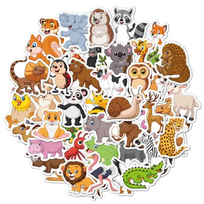 100pcs Cartoon Animal Stickers for Kids Waterproof Vinyl Stickers for Water Bottle Scrapbook Laptop Skateboard Computer Classroom Reward for Teens Boys Girls