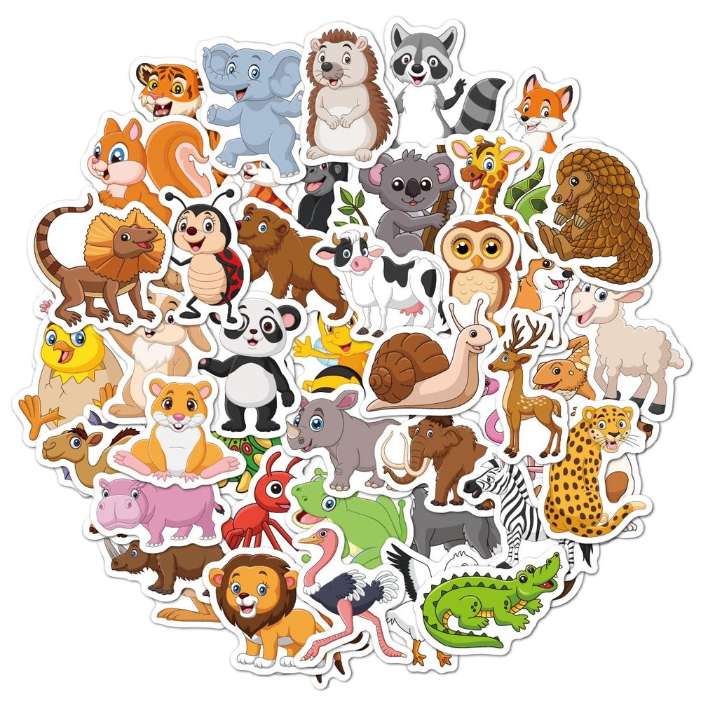 100pcs Cartoon Animal Stickers for Kids Waterproof Vinyl Stickers for Water Bottle Scrapbook Laptop Skateboard Computer Classroom Reward for Teens Boys Girls
