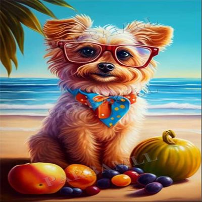 1000 Piece Adult Jigsaw Puzzle, Beach Dog Eating Fruit, Puzzle Educational Gift, Room Decor or Cafe Decor Exercise Willpower Relaxation or Gifts for Friends