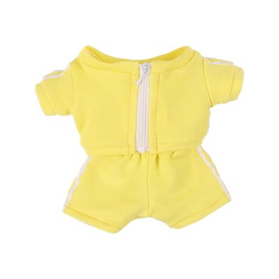 niannyyhouse 10cm 15cm Plush Doll Clothes Solid Color Coat Pants Sportswear Outfit Dolls Accessories Dress Up (Yellow-15cm)