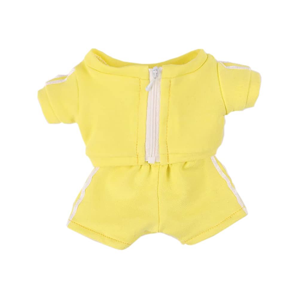 niannyyhouse 10cm 15cm Plush Doll Clothes Solid Color Coat Pants Sportswear Outfit Dolls Accessories Dress Up (Yellow-15cm)
