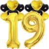 19 Balloon 40 Inch Number 19th Balloons 14 Pcs Gold Foil Helium Number Balloons with Black Gold Heart Balloons 19 Year Old Girl Boy Birthday Party Decorations for Girls Women Party Supplies view 1