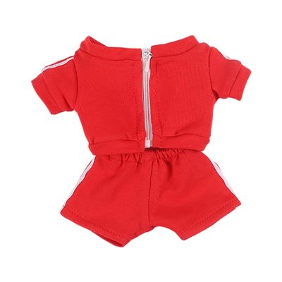 niannyyhouse 10cm 15cm Plush Doll Clothes Solid Color Coat Pants Sportswear Outfit Dolls Accessories Dress Up (Red-10cm)