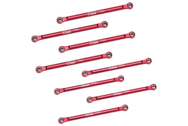 Aluminum 7075 Upper & Lower Link Bar Set for Losi 1/18 Mini LMT 4X4 Brushed Monster Truck RTR-LOS01026 Upgrade Parts - Red