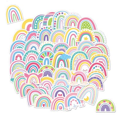 100pcs Boho Rainbow Stickers for Kids Waterproof Vinyl Stickers for Water Bottle Scrapbook Laptop Skateboard Computer Teens Kids Girls