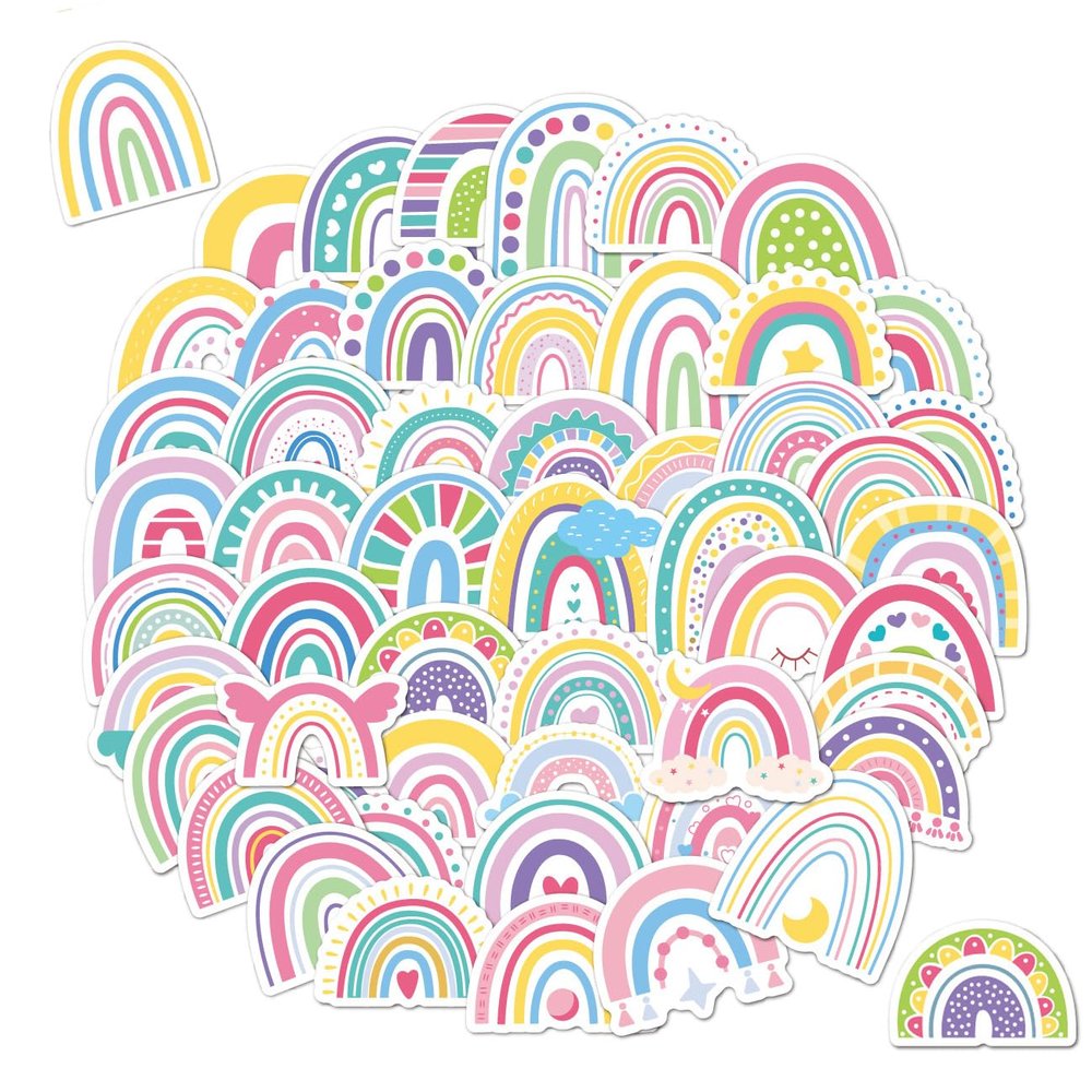 100pcs Boho Rainbow Stickers for Kids Waterproof Vinyl Stickers for Water Bottle Scrapbook Laptop Skateboard Computer Teens Kids Girls