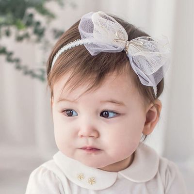 Asphinien Baby Girls Bow Headband Lace Cute Bow-knot Hair Band Elastic Toddler Newborn Infants Birthday Festival Party Head Wrap Accessories (Style 6)
