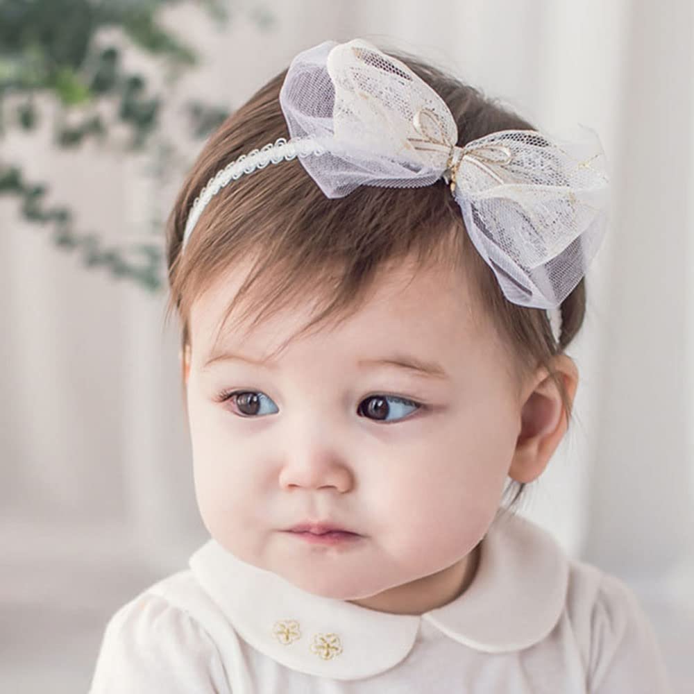 Asphinien Baby Girls Bow Headband Lace Cute Bow-knot Hair Band Elastic Toddler Newborn Infants Birthday Festival Party Head Wrap Accessories (Style 6)
