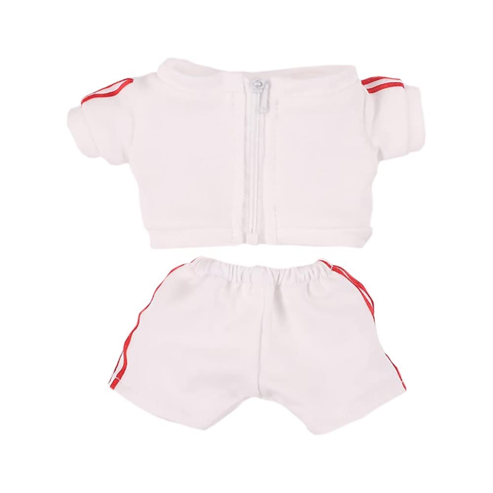 niannyyhouse 10cm 15cm Plush Doll Clothes Solid Color Coat Pants Sportswear Outfit Dolls Accessories Dress Up (White-10cm)