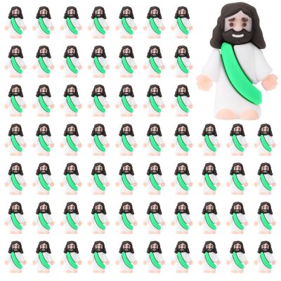 Bememo 100 Pcs Jesus Toys Original Design Mini Rubber Little Jesus Figurine to Hide and Seek Religious Party Favors Sunday School Craft Baptism Gifts for Easter Egg Stuffers(Green)