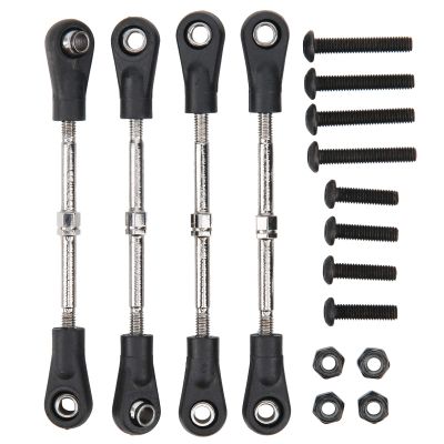 Pilipane Metal Adjust Length Servo Linkage Steering Link Rod, Adjust Turnbuckles Camber Linkage Rod Ends, 4pcs RC Steering Tie Rod for 1/10 RC Offroad Car