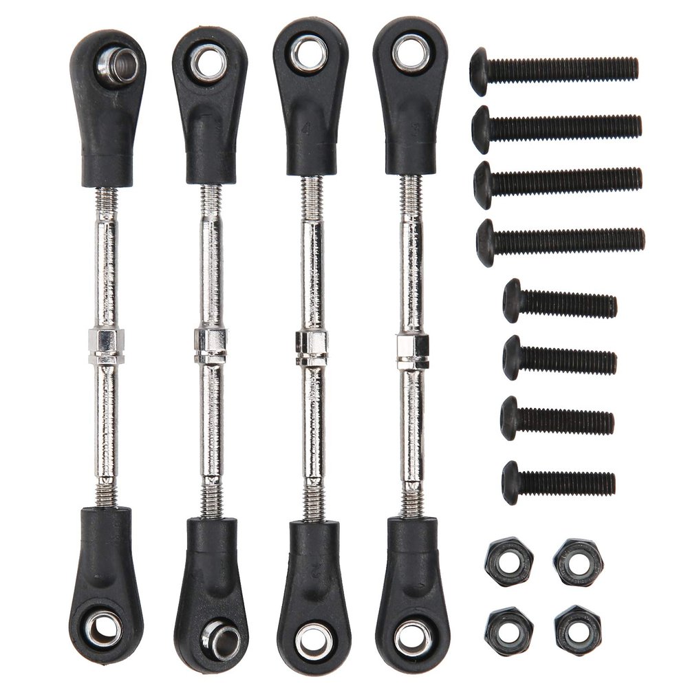 Pilipane Metal Adjust Length Servo Linkage Steering Link Rod, Adjust Turnbuckles Camber Linkage Rod Ends, 4pcs RC Steering Tie Rod for 1/10 RC Offroad Car
