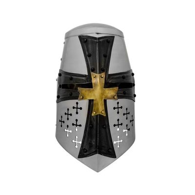 Handcrafted Metal Knight Headgear LARP Crusader Helmet Historical Replica Headpiece Templar Cross Knight Helmet Medieval Costume Armor Authentic Crusader Head Wear
