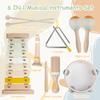 Baby Musical Instruments-Montessori Wooden Toys for Toddlers 1-3,Neutral Colors Percussion Instruments Set with Modern Boho Xylophone for Kids Preschool Educational 3+ view 2