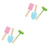GANAZONO 2sets Kids Tools Set Mini Metal Trowel Rake Shovel Wooden Handles Safe for Boys Girls 3pcs*2 view 1