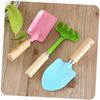 GANAZONO 2sets Kids Tools Set Mini Metal Trowel Rake Shovel Wooden Handles Safe for Boys Girls 3pcs*2 view 2
