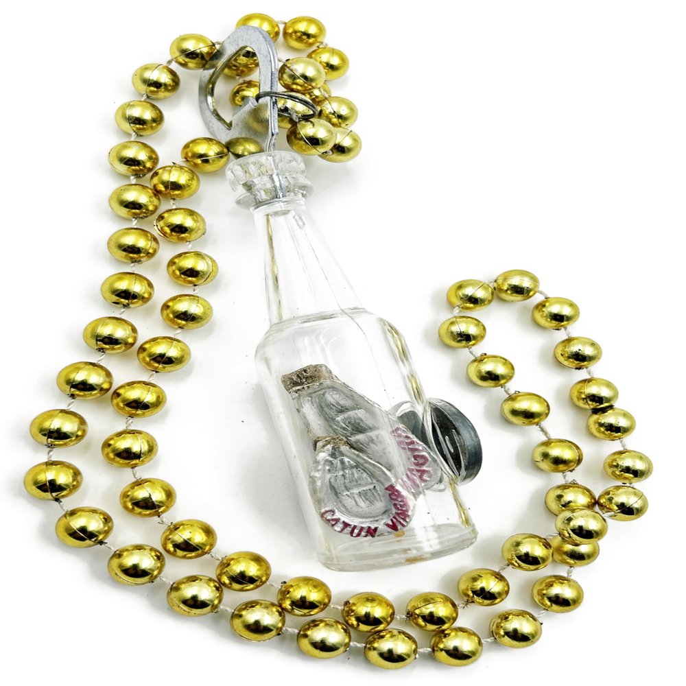 Cajun Viagra Bottle Opener Mardi Gras Bead Necklace New Orleans Gag Gift Party