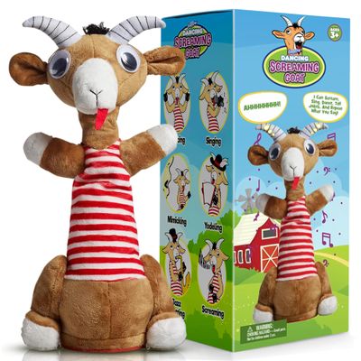 Gagster Screaming Goat Dancing Toy Mimicking Toy for Kids Repeats What You Say, Singing & Talking Electronic Yodeling Funny White Elephant Gag Gift for Anyone Who Loves Talking