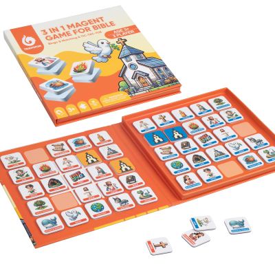 Travofun Magnetic 3 in1 Bible Games for Kids -Includes Bingo,Tic-Tac-Toe, Memory Games for Kids Ages 4-8, Perfect for Travel, Family Fun,Christian Game for Toddlers