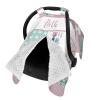 Personalized Baby Car Seat Canopy for Babies with Name, Custom Car Seat Covers for Girls, Infant Opening Minky Nursing Breastfeeding Stroller Cover Carseat Canopies for Newborn, Unicorn Pink view 2