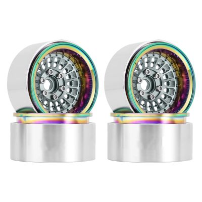 AMLIK RC Car Accessories Compatible with SCX10 Pro for TRX4 for VS4-10 for Gen8 Offset -10mm Aluminum Turbine 1.9" Beadlock Wheel Rim for 1/10 RC Crawler (W1955) (Color : 7)