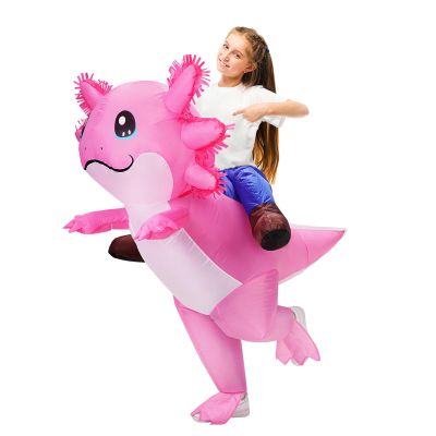 Stegosaurus Inflatable Axolotl Costume for Kids Halloween Costumes Kid Blow Up Costume Ride on Axolotl Costumes for Girls Boys Cosplay Party