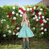 Rabtero Kids 50s Costume, 1950s Dresses for Girls, Polka Dot Dress with Headband, Glasses and Socks for Girls 7-8 Years, Large, Green view 4