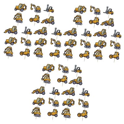 ibasenice 54pcs Construction Cake Toppers for Birthday Parties Engineering Truck Theme Decorations for Boys and Girls for Showers and Day Celebrations