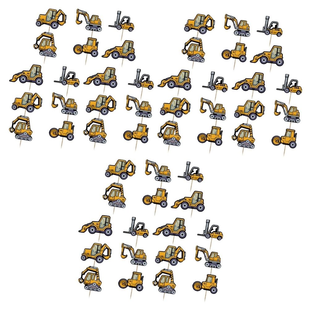 ibasenice 54pcs Construction Cake Toppers for Birthday Parties Engineering Truck Theme Decorations for Boys and Girls for Showers and Day Celebrations