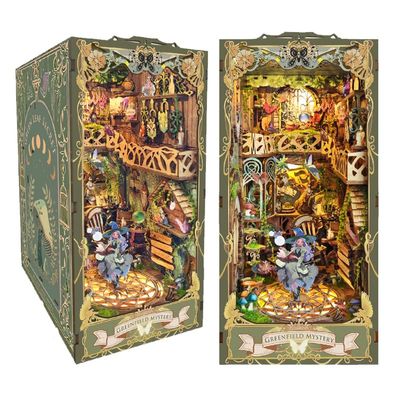 Joincon Book Nook Kit,DIY Miniature Dollhouse Booknook Kit with LED Light 3D Puzzle Book Nook Model Kit Decorative Bookend Stand for Adults Creative Bookshelf