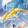 bayehngs Pool Toy, Remote Control Shark Toy for Boys, Bath Toy for Kids, High Simulation Shark RC Boat Boy Toy with Light & Spray Water, Gift for 6+ Year Old Boys Girls, Gold view 1