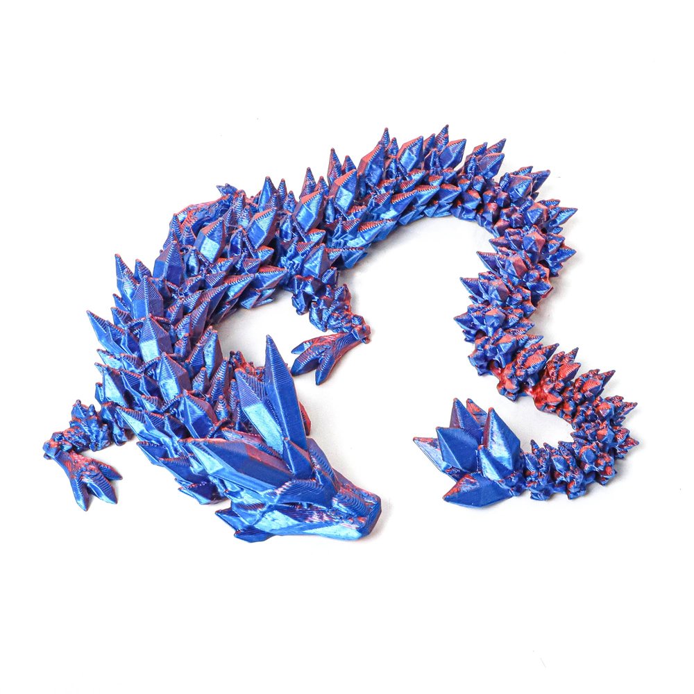 Flavery 3D Printed Dragon - 12 inch Articulated Crystal Dragon, Desk Toy, 3D Printed Gift for Christmas, Birthday, Figurine Decor, Easter Basket Stuffers(Purple)