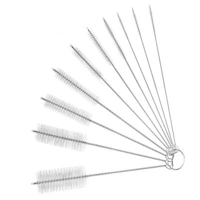 10Pcs White Long Straw Brush, Nylon Pipe Tube Cleaner 8-ihch 10 Different Diameters Set, Long Straw Brush for Sippy Cup, Brush Drinking Straw Cleaning Brush,Brushes,Cleaning Tools