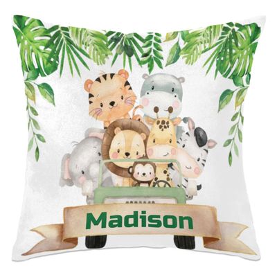 Cute Animals Personalized Baby Name Nursery Throw Pillow Cover for Baby Boy Girl Gift Custom Pillow with Name Personaized Throw Pillow Cove Sofa Couch Cushion Home Decor Pillow