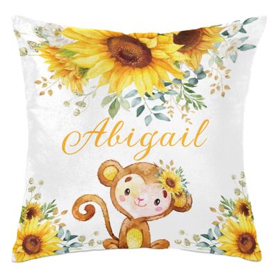 Cute Animals Personalized Baby Name Nursery Throw Pillow Cover for Baby Boy Girl Gift Custom Pillow with Name Personaized Throw Pillow Cove Sofa Couch Cushion Home Decor Pillow