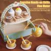 Masonbaby Wooden Tea Party Set for Little Girls,Kids Tea Set with Cookies & Cake Stand, Play Kitchen Accessories Wooden Pretend Play Food Toys for Girl Boy Birthday Gift view 3