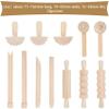 ALOEU 12Pcs Clay and Dough Tools Play Accessories Includes Rollers Hammer Party Pack Wood Pottery Tools Stamps for Clay Art view 3