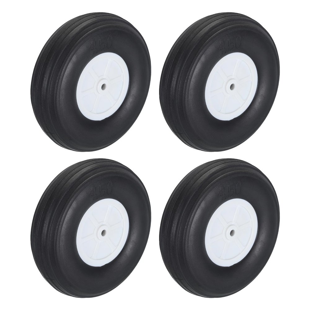 MECCANIXITY RC Airplane Wheels 4.53" OD RC Airplane,Aircraft PU Sponge Wheels,Tire Tail Wheel RC Aircraft Foam Wheel Replacement for DIY RC Model Plane Aircraft Pack of 4
