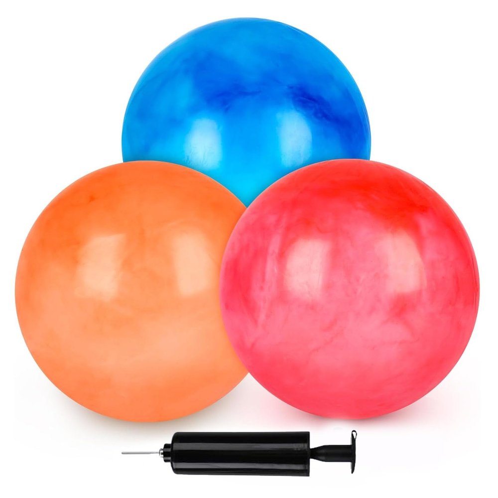 LovesTown 3PCS Playground Balls, 14 Inch Bouncy Balls Inflatable Dodgeball Kickballs with Hand Pump, for Kids Indoor and Outdoor