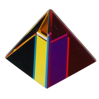Dilwe Optical Crystal Photography Prism Set, Pyramid Iridescent Suncatcher, Rainbow Color Prism Glass Pyramid Desk Ornament, Cube Color Prism for Home Office (50MM)