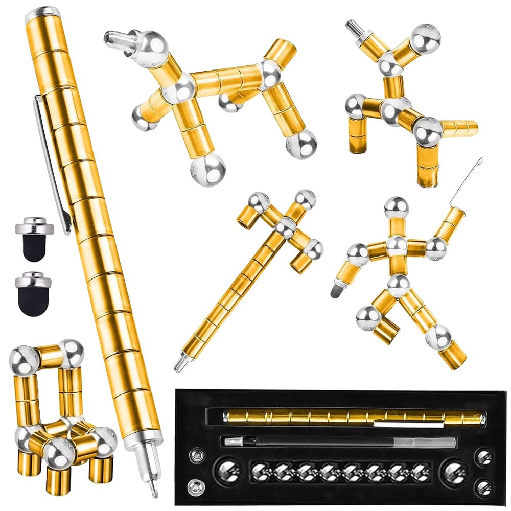 WQWQUU Fidget Pen, Magnetic Fidget Toy, Decompression Magnetic Pen, Relieve Pressure Novel Toy Gifts for Kids or Friends! (Golden)