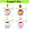 4 Solar Dancing Bee Toy Solar Powered Dancing Sun Flower in Colorful Pots Swinging Ladybug Shape Flip Flap Animated Bobblehead Dancer Window Rose Sun Catcher Car Dashboard Decor view 2