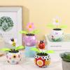 4 Solar Dancing Bee Toy Solar Powered Dancing Sun Flower in Colorful Pots Swinging Ladybug Shape Flip Flap Animated Bobblehead Dancer Window Rose Sun Catcher Car Dashboard Decor view 4