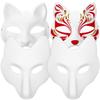 Alipis Cat Mask Unpainted Masks: 4 Pack Paintable White Fox Masks Blank Masquerade for DIY Craft Paper Mache Decorate Animal Mask Halloween Mask view 1
