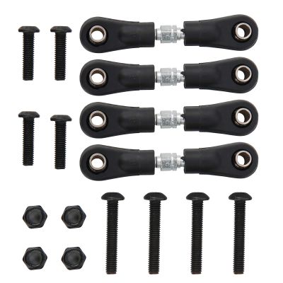 Pilipane Aluminum Turnbuckle Pull Rod Steering Linkages Arm Tie Rod Ends Servo, 4Pcs Steering Tie Rod Set Black Metal, Compatible with Himoto RedCat Racing 1/10 On Road RC Car (42 50)