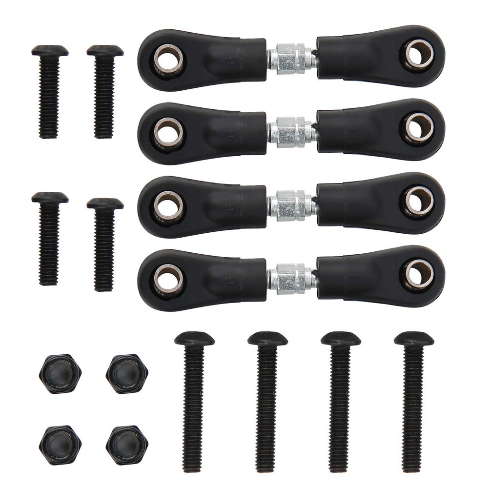 Pilipane Aluminum Turnbuckle Pull Rod Steering Linkages Arm Tie Rod Ends Servo, 4Pcs Steering Tie Rod Set Black Metal, Compatible with Himoto RedCat Racing 1/10 On Road RC Car (42 50)