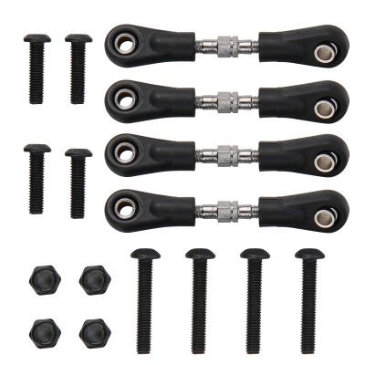 Pilipane Aluminum Turnbuckle Pull Rod Steering Linkages Arm Tie Rod Ends Servo, 4Pcs Steering Tie Rod Set Black Metal, Compatible with Himoto RedCat Racing 1/10 On Road RC Car (46 55)