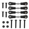 Pilipane Aluminum Turnbuckle Pull Rod Steering Linkages Arm Tie Rod Ends Servo, 4Pcs Steering Tie Rod Set Black Metal, Compatible with Himoto RedCat Racing 1/10 On Road RC Car (46 55)